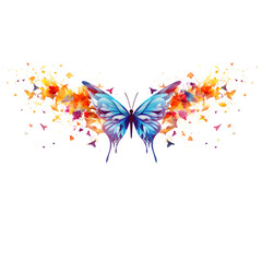 
Behold the mesmerizing beauty of an abstract blue butterfly set against a vibrant, colorful background. with PNG Type.