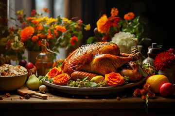 thanksgiving with a turkey. Banquet in an American Religious Tradition. Celebrate for thanks