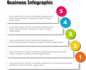 Fototapeta premium Business 5 step infographic template. Design for start step by step. Total 5 step with clean and clear template ,Vector illustration graphic design