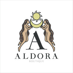 Celestial Woman logo design, feminine, boho woman