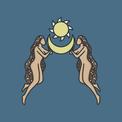 Celestial Woman logo design, feminine, boho woman