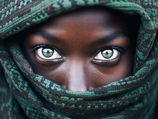 Closeup of african american woman's eyes