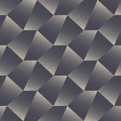 Checkered Shards Retro Style Seamless Pattern Vector Stipple Abstract Background. Old Fashioned Textile Design Fancy Fabric Print Repetitive Grey Wallpaper. Half Tone Graphic Vintage Art Illustration