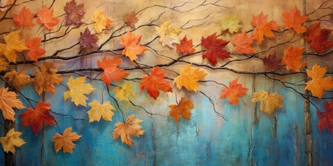  A Charming Border of Colorful Fall Leaves - Embracing the Beauty of the Season - Rustic and Enchanting Ambiance   Generative AI Digital Illustration