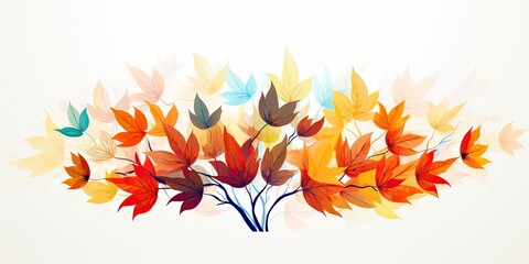 Naklejka na ściany i meble Vector Illustration of Colorful Autumn Leaves on a Crisp White Background - Embracing the Richness of the Season - Bold and Striking Visuals Generative AI Digital Illustration