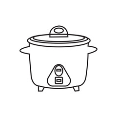 Electric rice cooker vector isolated.rice cooker outline, Hand drawn outline illustration, kitchen appliances element,flat rice electric cooker oven vector.Electric.rice electric cooker oven vector.
