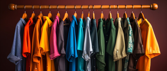 Various colorful clothes on hanger