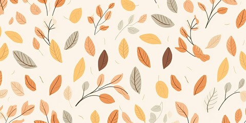  Lovely Leaf Pattern in Warm Light Colors - Embracing the Trendy Flat Style - Versatile and Chic Aesthetic  Generative AI Digital Illustration