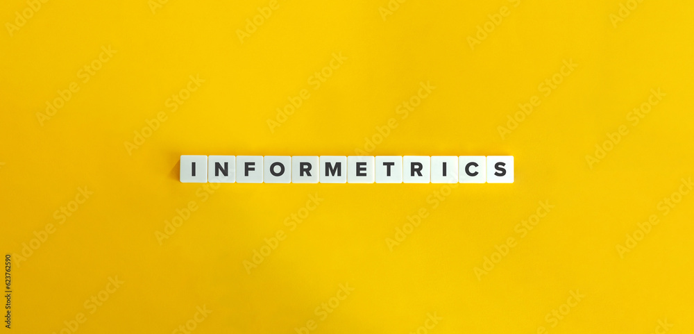 Canvas Prints informetrics word on block letter tiles on yellow background. minimal aesthetic.
