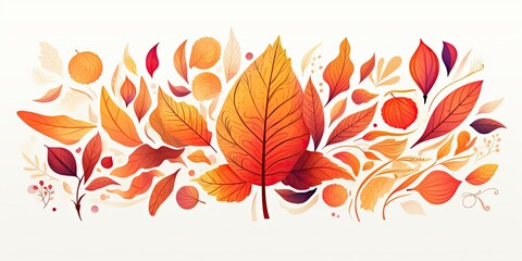 Fototapeta na wymiar Composition of Autumn Leaves and Typography Isolated on a White Background - Embracing the Seasonal Transitions - Clean and Striking Aesthetic Generative AI Digital Illustration