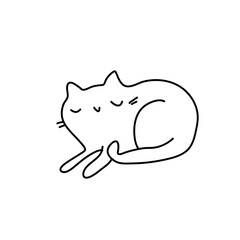 Doodle cartoon cat . Vector contour illustration for prints, clothing, packaging, stickers.