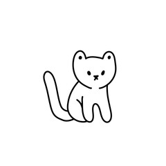 Doodle cartoon cat . Vector contour illustration for prints, clothing, packaging, stickers.