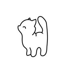 Doodle cartoon cat . Vector contour illustration for prints, clothing, packaging, stickers.