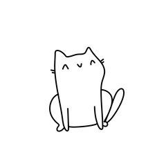 Doodle cartoon cat . Vector contour illustration for prints, clothing, packaging, stickers.
