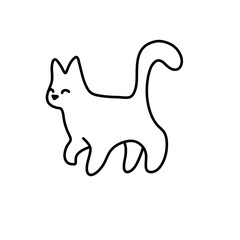 Doodle cartoon cat . Vector contour illustration for prints, clothing, packaging, stickers.