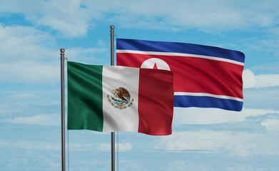 North Korea and Mexico flag