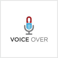 Podcast vector line icon with mike