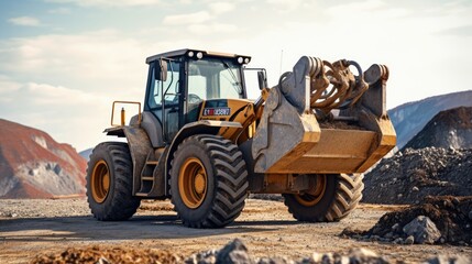 Obraz na płótnie Canvas photos of heavy construction equipment, bulldozers on construction site