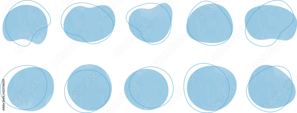 Wall mural hand drawn watercolor beautiful vector frame.set of cute abstract shapes.vector loose frame.watercol