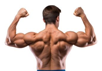 Athlete Back Muscle Flex Isolated on Transparent Background - Generative AI
