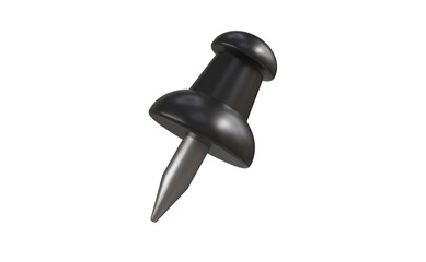 3D icon in the form of a black pin button on a transparent background for web design. The concept of registration of business documents, fixing the task of a memo for the office. 3d rendering