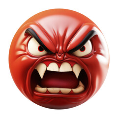Angry Emoji Isolated on Transparent Background - Generative AI
