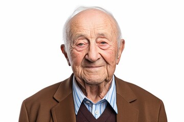 Portrait of an old man on a white background. Isolated.