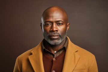 Fototapeta premium Portrait of an African-American man in a yellow coat.