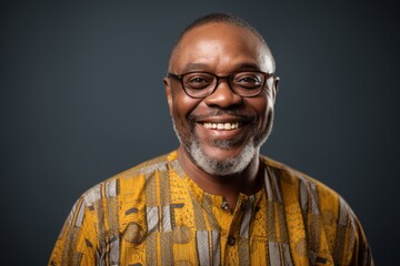 Obraz premium Portrait of a happy mature Indian man in eyeglasses.