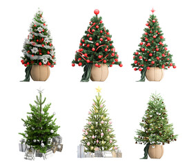 set of christmas trees