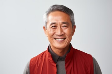 Portrait of happy senior asian man isolated on white background.