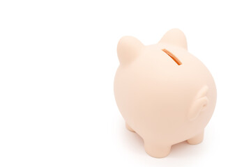 Piggy bank isolated on white background. Saving pig, small money box, planning home finances concept.