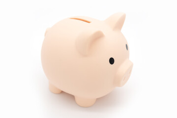 Piggy bank isolated on white background. Saving pig, small money box, planning home finances concept.