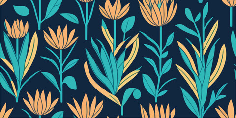 Tropical Delight, Vector Illustration of Exotic Tulip Pattern