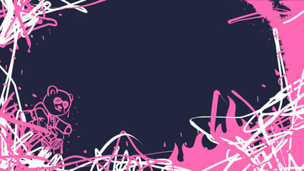 Abstract pink and white spray on dark background urban street art graffiti style vector illustration