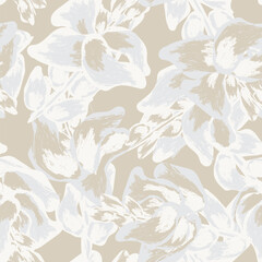 Neutral Colour Abstract Floral Seamless Pattern Design
