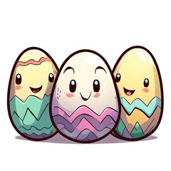 Fototapeta premium Easter eggs funny cartoon art generative AI.