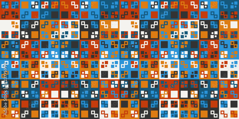 Fototapete the tile is colored, inside of which there is another tile. seamless pattern of ordinary colored til