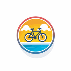 Fototapeta premium Vector of a flat icon vector of a bicycle sitting in the middle of a circle
