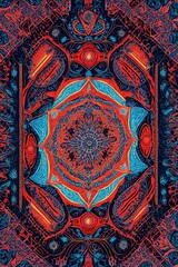 A trippy psychedelic pattern for fabric. (AI-generated fictional illustration)
