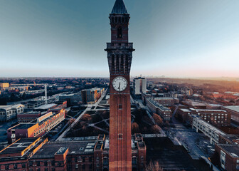 Gothic Victorian Clock Tower at sunrise 