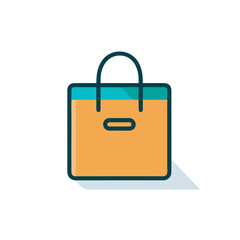 Vector of a flat vector icon of a shopping bag with a long shadow on a white background