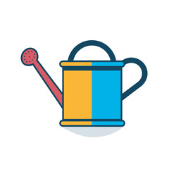 Vector of a flat vector icon of a blue and yellow watering can with a red handle