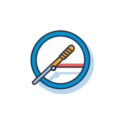 Vector of a no entry sign with a needle in the center