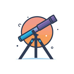 Vector of a flat vector icon of a telescope on top of a tripod