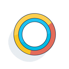 Vector of a colorful circle with a long shadow on a white background
