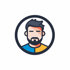 Vector of a bearded man in a circular icon