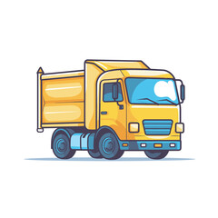 Vector of a yellow dump truck on a white background   flat vector icon