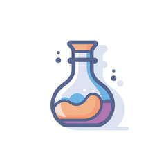 Vector of a flat vector icon of a glass flask filled with liquid