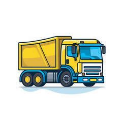 Vector of a yellow truck parked in the snow